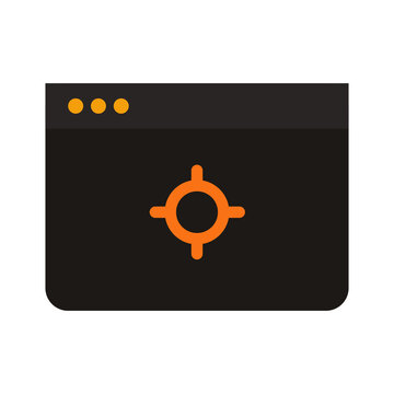 Browser window with target icon on dark background.
