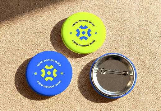 Round Enamel Pin Badge Mockup