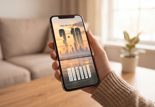 Handheld Smartphone Screen Mockup