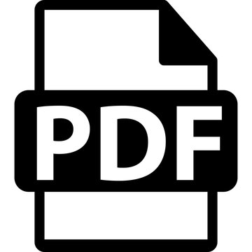 PDF file format icon represented as a black document silhouette with a folded corner on a plain white background.