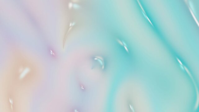 Holographic liquid chrome ripples with iridescent pastel silk waves. 4K Video