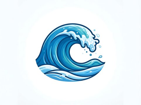 Stylized ocean wave illustration isolated