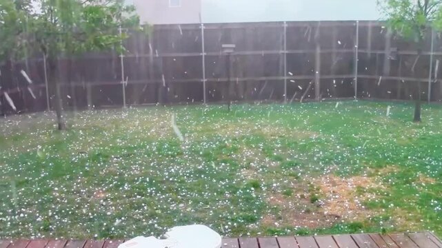 Violent hailstorm. Extreme weather accelerated by climate change.