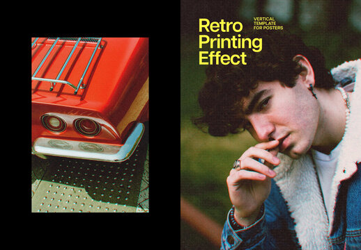 Warm Retro Print Photo Effect For Poster And Social Media Design