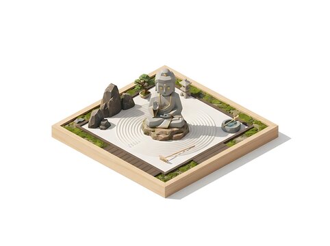 Zen garden miniature meditation buddha stone statue