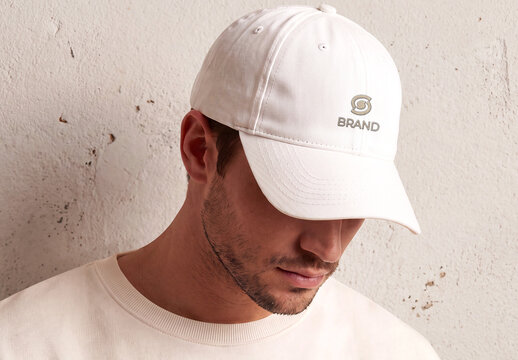 Men&rsquo;s White Baseball Cap Mockup