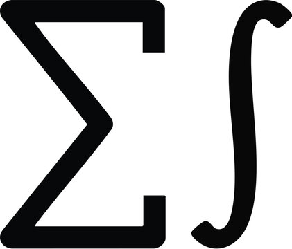 Mathematical symbols including sigma and integral signs rendered in bold black lines on a clean white field.