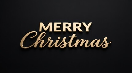 Obraz premium Merry Christmas Gold 3D Merry Christmas typography on black background for elegant holiday greetings and professional seasonal event branding