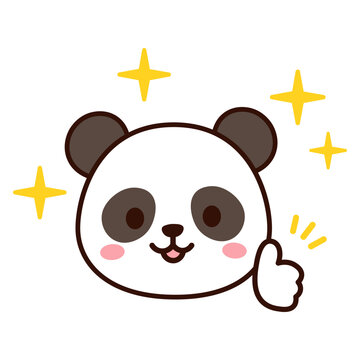 Collection of cute animal and cute icon of panda isolated on white.