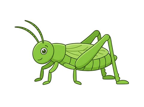 Green grasshopper insect cartoon style