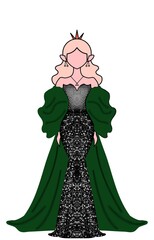 girl in green dress Hand drawn no AI © dede