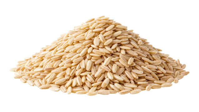 Pile of raw oat groats, isolated on transparent background