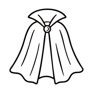 Vampire Cape Icon - High Collar Cloak Line Art Vector Illustration for Halloween Costume Posters, Dracula Banners, Spooky Cards, and App UI Design
