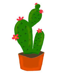 cactus in a pot illustration © Uswatun