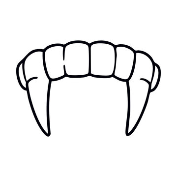 Vampire Fangs Icon - Dracula Teeth Line Art Vector Illustration for Halloween Party Costumes, Spooky Banners, Horror Posters, and Mobile UI Design