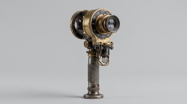 Antique Brass Ophthalmology Optical Instrument with Vintage Lens and Mechanical Details