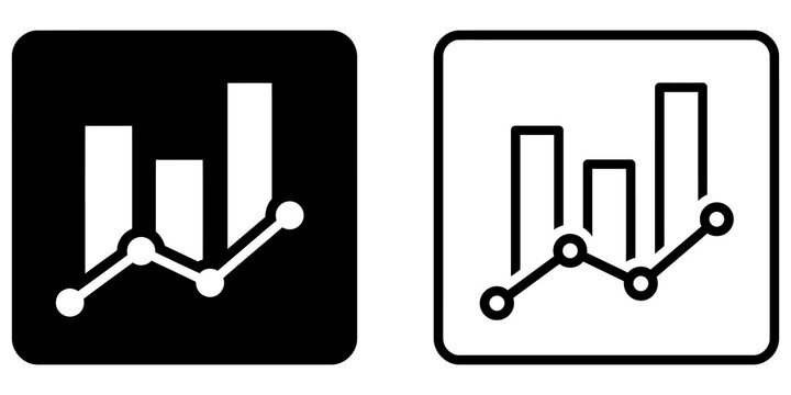 Data chart analysis icons isolated on blank clear canvas field surfaces.