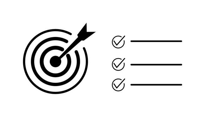 Target Goal Checklist Animation, Business Objective Planning and Task Completion Indicator, 4K video