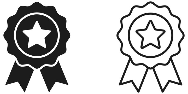 Award ribbon badge with star icon feature on isolated clear base layer.