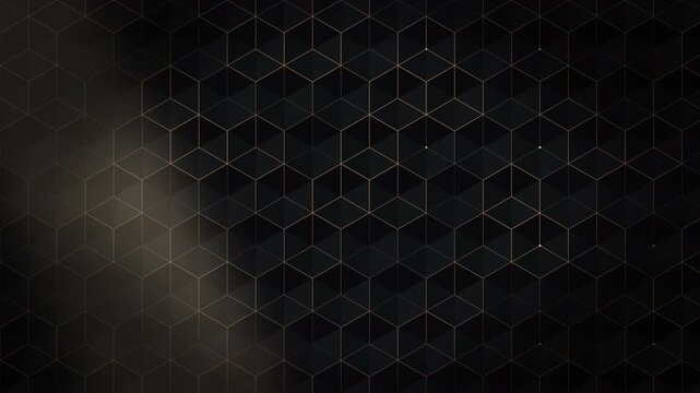 Elegant dark luxury geometric grid background with gold pulsating dotted lines for motion graphics presentation 4K animation