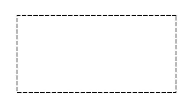 Dashed black Rectangle UI Frame Animation on Transparent Background, Minimal Interface Border