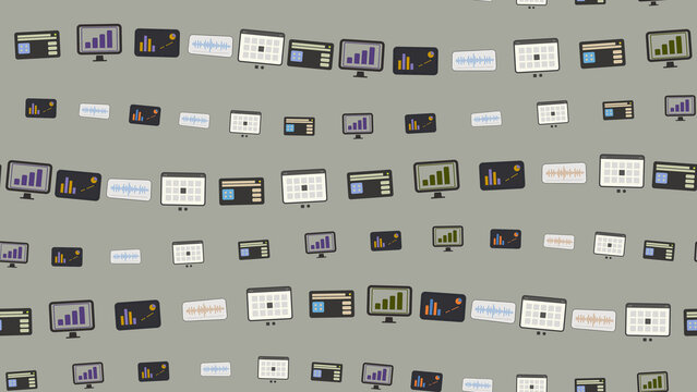 Digital interface pattern with charts and graphs