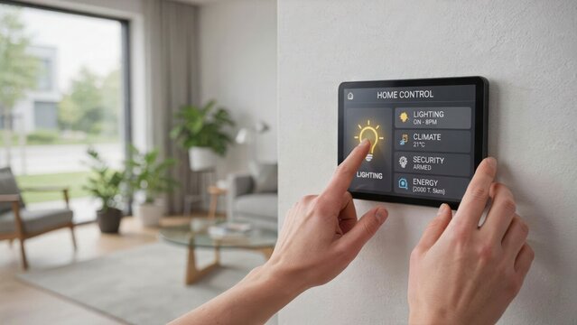 Person using smart home control panel