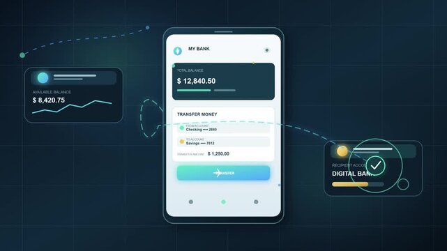 Mobile banking app interface showing digital financial transactions