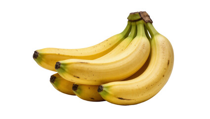 Bunch of ripe yellow bananas with green stems, isolated on transparent background © Nicolae