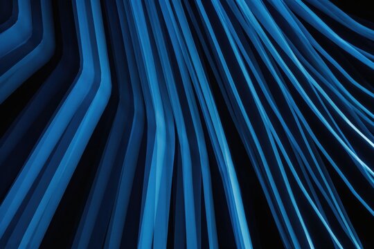 Abstract blue light trails forming geometric patterns on a dark background