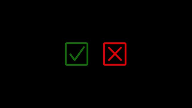 Check and Cross Mark Icons, Approval and Rejection Symbols for Digital Interface, 4K
