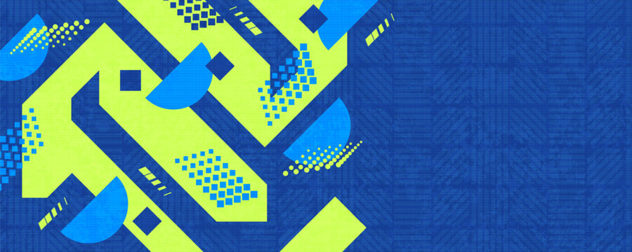 Modern and Abstract Geometric Background with Semi Circles, Squares, Dots and Texture Effects. Banner Design for Sports, Games, and Other Events