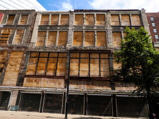 Abandoned Boarded Up Historic Building Facade Cincinnati © Izanbar photos