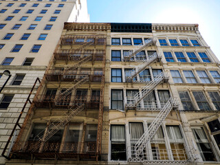 Historic Cincinnati Buildings with Fire Escapes Urban Facade © Izanbar photos