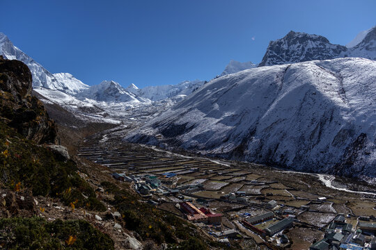 Elevated View of Dingboche Village and the Imja Valley