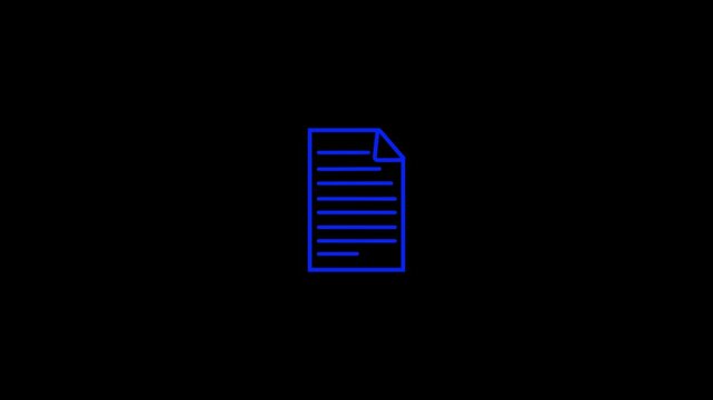 Document icon digital paper file. Document icon technology interface graphic on black background for organization.