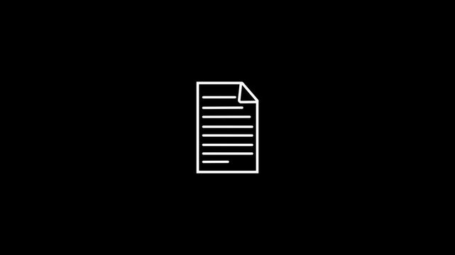 Document icon digital paper file. Document icon technology interface graphic on black background for organization.