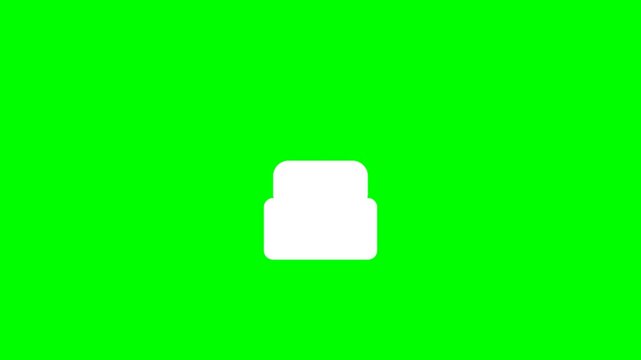 Minimalist white interface icons on green screen for video editing