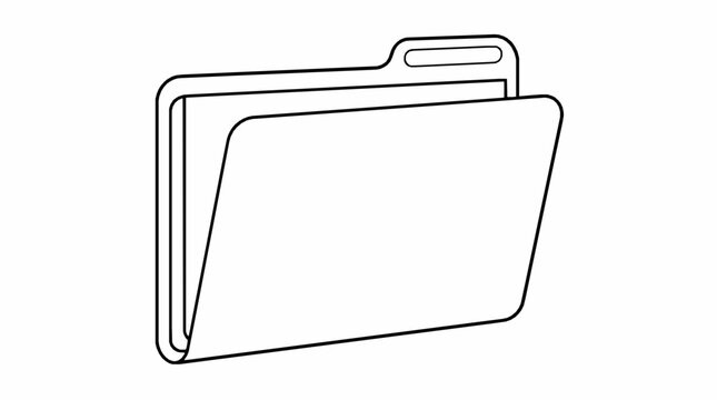 A simple black and white line art illustration of an open office filing folder icon with organizing documents files