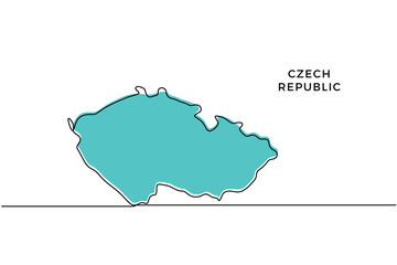 Obraz premium Continuous line illustration of the map of Czech Republic. Map concept for education, travel, infographics, science, and web presentations. Simple line map isolated on a transparent background. 