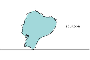 Single continuous line illustration of the map of Ecuador. Map concept for education, travel, infographics, science, and web presentations. Simple line map isolated on a transparent background. © Gondex