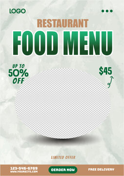 Restaurant Food Menu Flyer Template with Fried Chicken