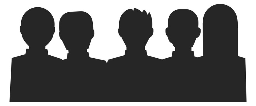 People heads black silhouettes. Audience crowd icon
