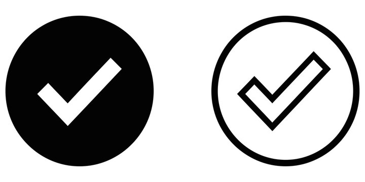 Check mark circle icon set black outline design for confirmation status.