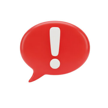 Red speech bubble with exclamation icon alert symbol