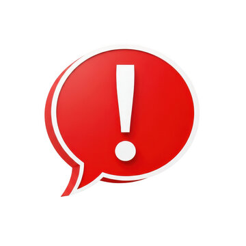 Red speech bubble warning icon with exclamation mark