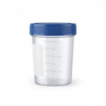 Sterile urine specimen collection cup isolated on white background