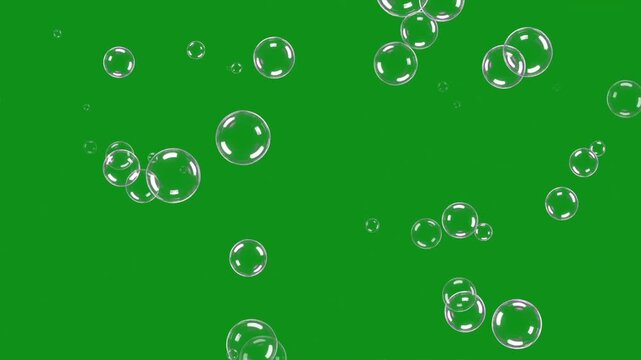 White Transparent Bubbles on Green Screen Background, Bubble Visual Effect for Compositing, Video Editing, Overlays, Animation, Motion Graphics, Design Projects and Stock Footage Content