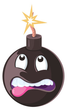 Burning bomb cartoon icon. Explosion weapon emoji