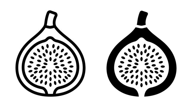 Fig fruit food plant organic healthy dessert outline and filled icon
